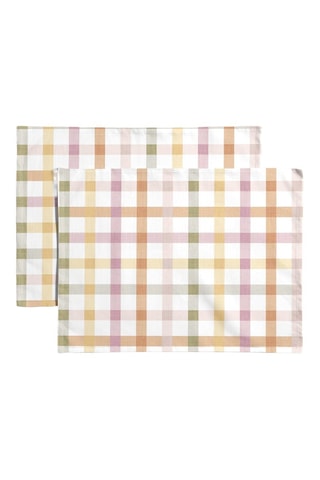 2 serviettes de table antitache - Ecru et orange