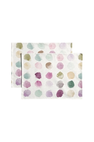 2 serviettes de table antitache - Ecru et violet