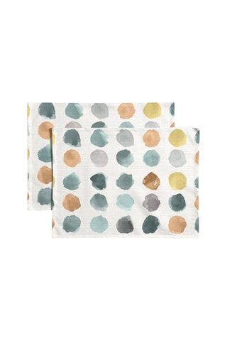 2 serviettes de table antitache - Ecru et vert