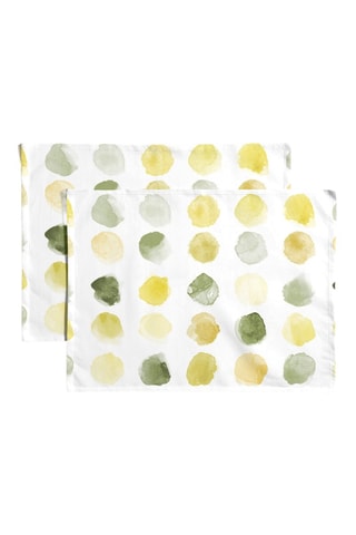 2 serviettes de table antitache - Blanc et vert