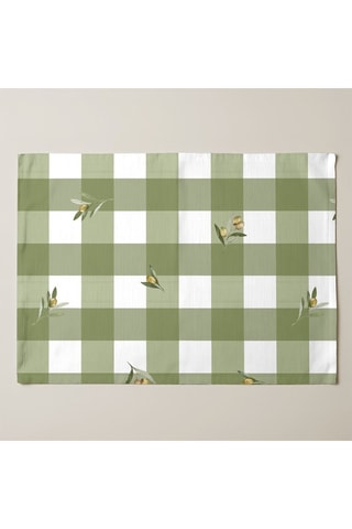 2 serviettes de table antitache - Blanc et vert olive