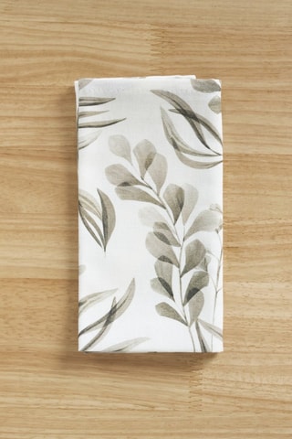 2 serviettes de table en coton biologique Lia - Ecru et vert - 43 x 43 cm