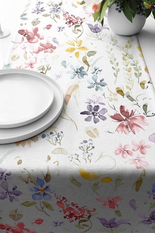 Caminho de mesa de algodão biológico - Branco e verde - 45 x 140 cm
