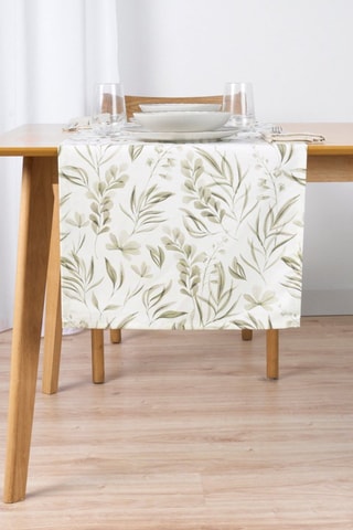 Chemin de table en coton biologique Lia - Blanc - 150 x 50 cm