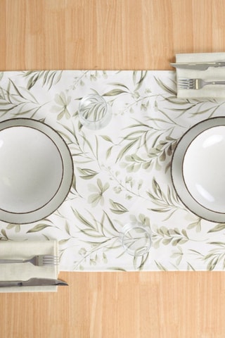 Chemin de table en coton biologique Lia - Blanc - 150 x 50 cm