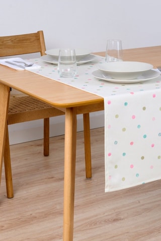 Chemin de table en coton biologique - Blanc - 150 x 50 cm