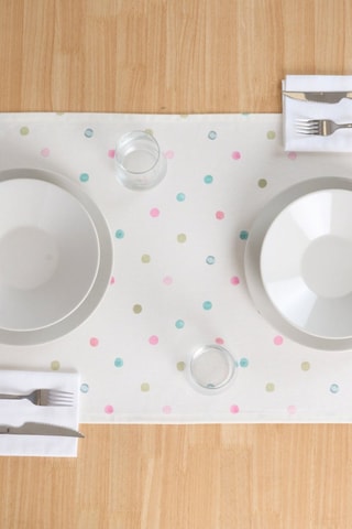 Chemin de table en coton biologique - Blanc - 150 x 50 cm