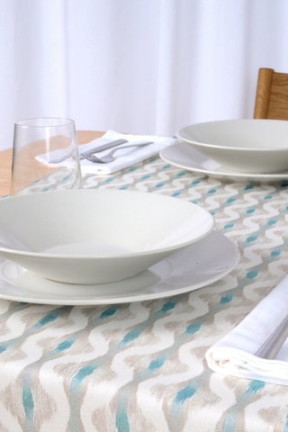 Chemin de table en coton biologique Zaliki - Ecru et gris - 150 x 50 cm