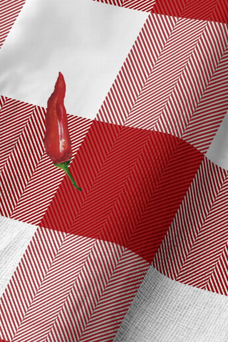 Chemin de table en coton biologique - Rouge et blanc - 50 x 150 cm