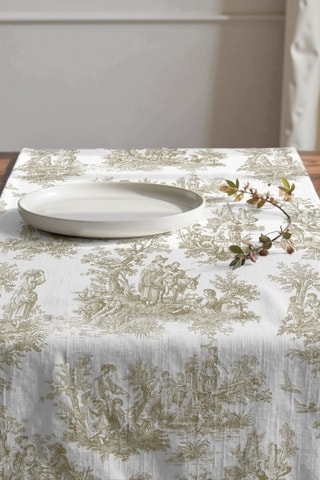 Chemin de table en coton biologique - Blanc et beige - 50 x 150 cm