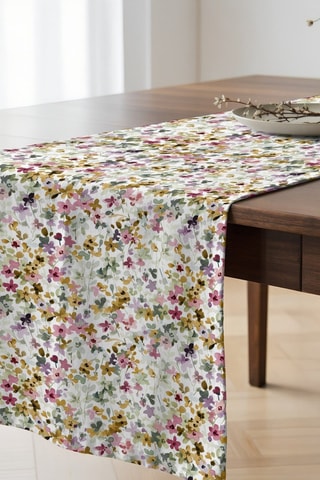 Chemin de table en coton biologique - Blanc - 50 x 150 cm