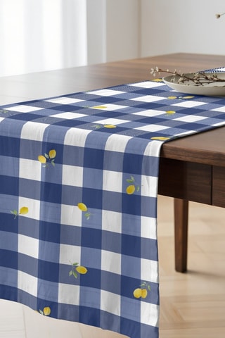 Chemin de table en coton biologique - Bleu marine - 50 x 150 cm