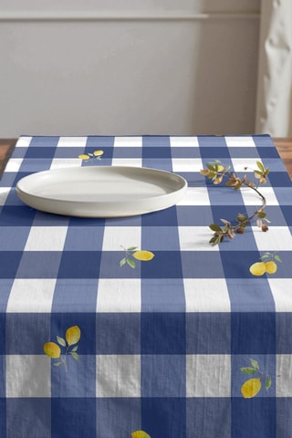 Chemin de table en coton biologique - Bleu marine - 50 x 150 cm