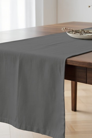 Chemin de table antitache en coton biologique - Anthracite - 50 x 150 cm