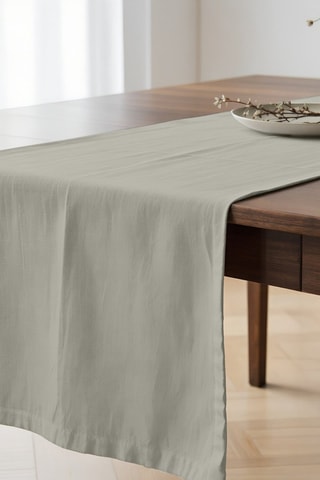 Chemin de table antitache en coton biologique - Gris clair - 50 x 150 cm