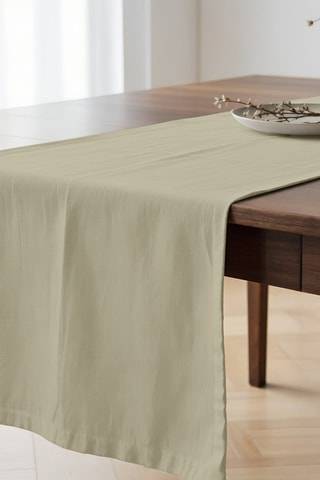 Chemin de table antitache en coton biologique - Beige - 50 x 150 cm