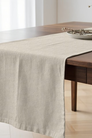 Chemin de table antitache en coton biologique - Beige - 50 x 150 cm