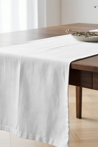 Chemin de table antitache en coton biologique - Blanc - 50 x 150 cm