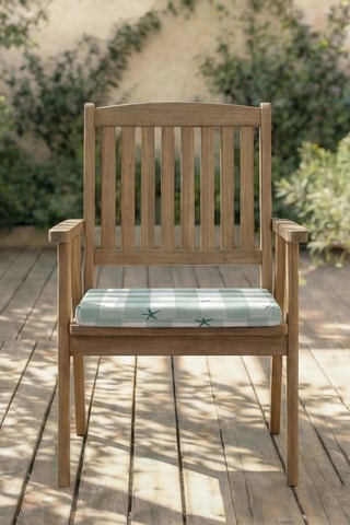 Coussin d'assise pour chaise de jardin - Vert clair et blanc - 40 x 40 x 5 cm