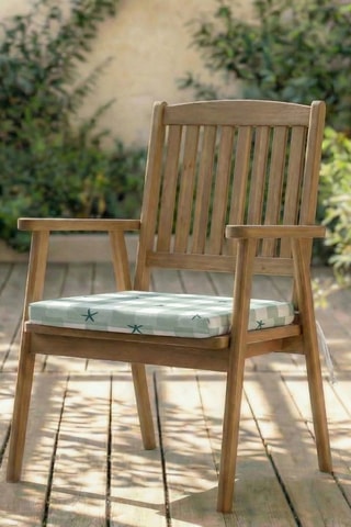 Coussin d'assise pour chaise de jardin - Vert clair et blanc - 40 x 40 x 5 cm