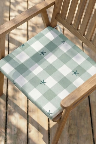 Coussin d'assise pour chaise de jardin - Vert clair et blanc - 40 x 40 x 5 cm