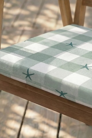 Coussin d'assise pour chaise de jardin - Vert clair et blanc - 40 x 40 x 5 cm