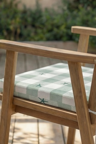 Coussin d'assise pour chaise de jardin - Vert clair et blanc - 40 x 40 x 5 cm