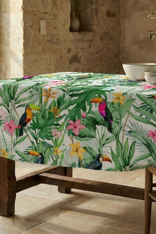 Toalha de mesa - Branco e verde-claro