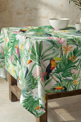 Toalha de mesa - Branco e verde-claro