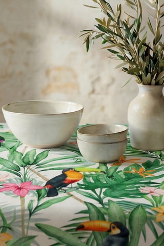 Toalha de mesa - Branco e verde-claro