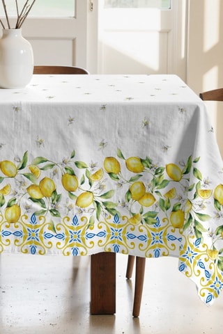 Toalha de mesa - Branco e amarelo