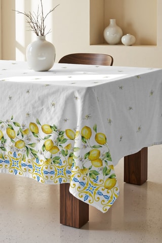 Toalha de mesa - Branco e amarelo