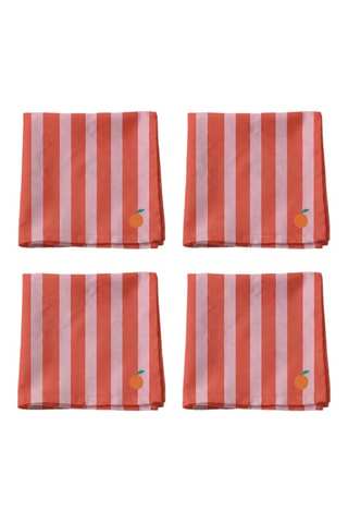 4 serviettes de table - Rose et rouge