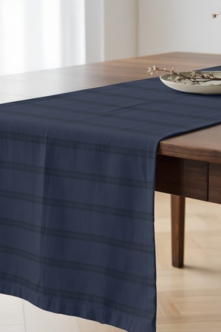Chemin de table en coton biologique - Bleu marine et bleu nuit - 50 x 150 cm