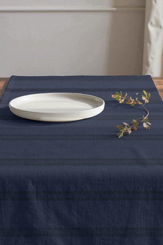 Chemin de table en coton biologique - Bleu marine et bleu nuit - 50 x 150 cm