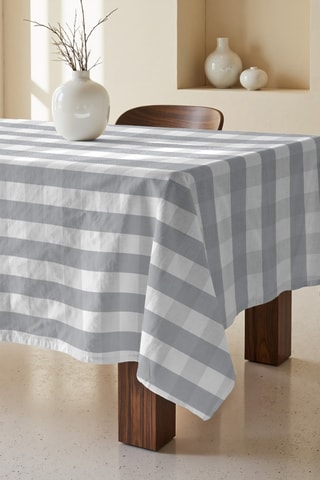 Nappe antitache  en coton biologique - Gris foncé et blanc
