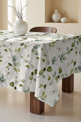 Toalha de mesa - Branco e verde-claro