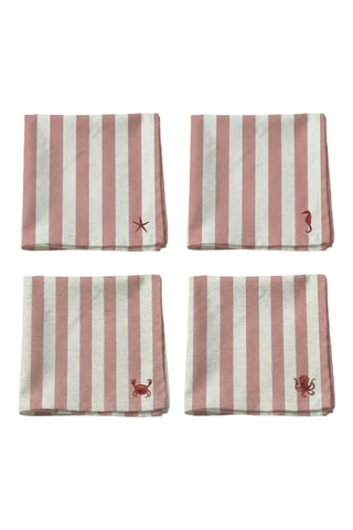 4 serviettes de table - Rouge et blanc
