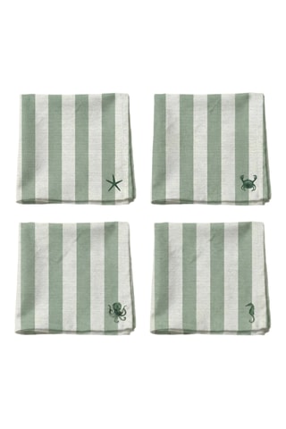 4 serviettes de table - Vert et blanc