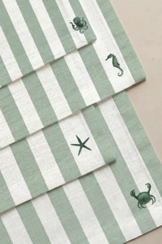 4 serviettes de table - Vert et blanc