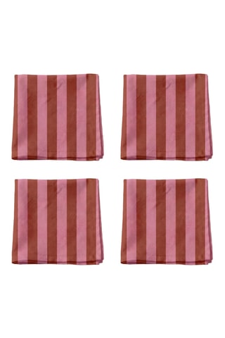 4 serviettes de table - Rouge et rose