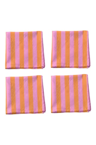 4 serviettes de table - Rose et orange