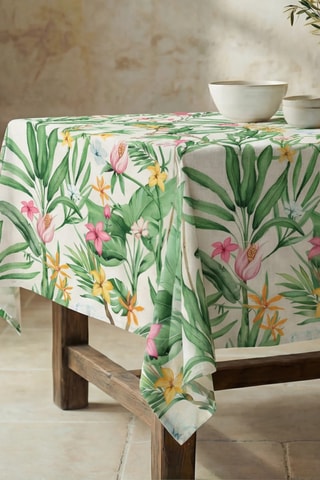 Toalha de mesa - Branco e verde