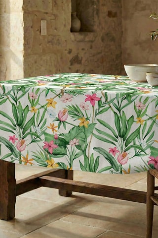 Toalha de mesa - Branco e verde