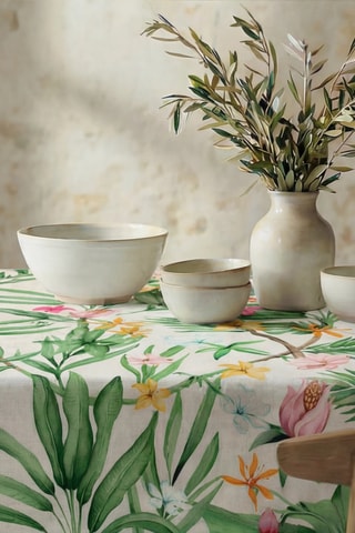 Toalha de mesa - Branco e verde