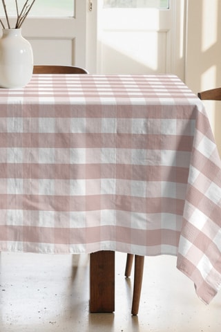 Nappe antitache  en coton biologique - Rose et blanc