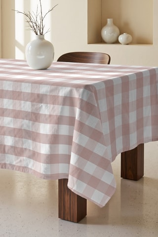 Nappe antitache  en coton biologique - Rose et blanc