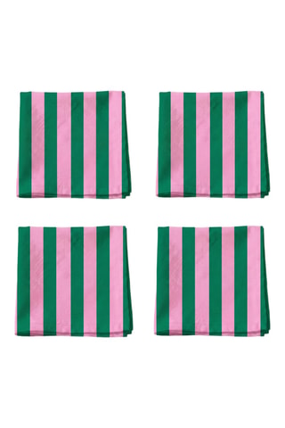 4 guardanapos de mesa - Rosa e verde-claro