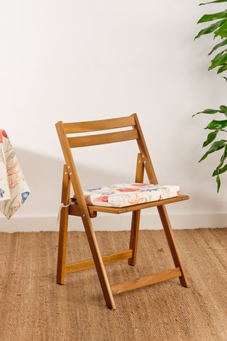 Coussin d'assise pour chaise de jardin - Blanc et orange - 40 x 40 x 5 cm