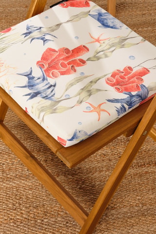 Coussin d'assise pour chaise de jardin - Blanc et orange - 40 x 40 x 5 cm